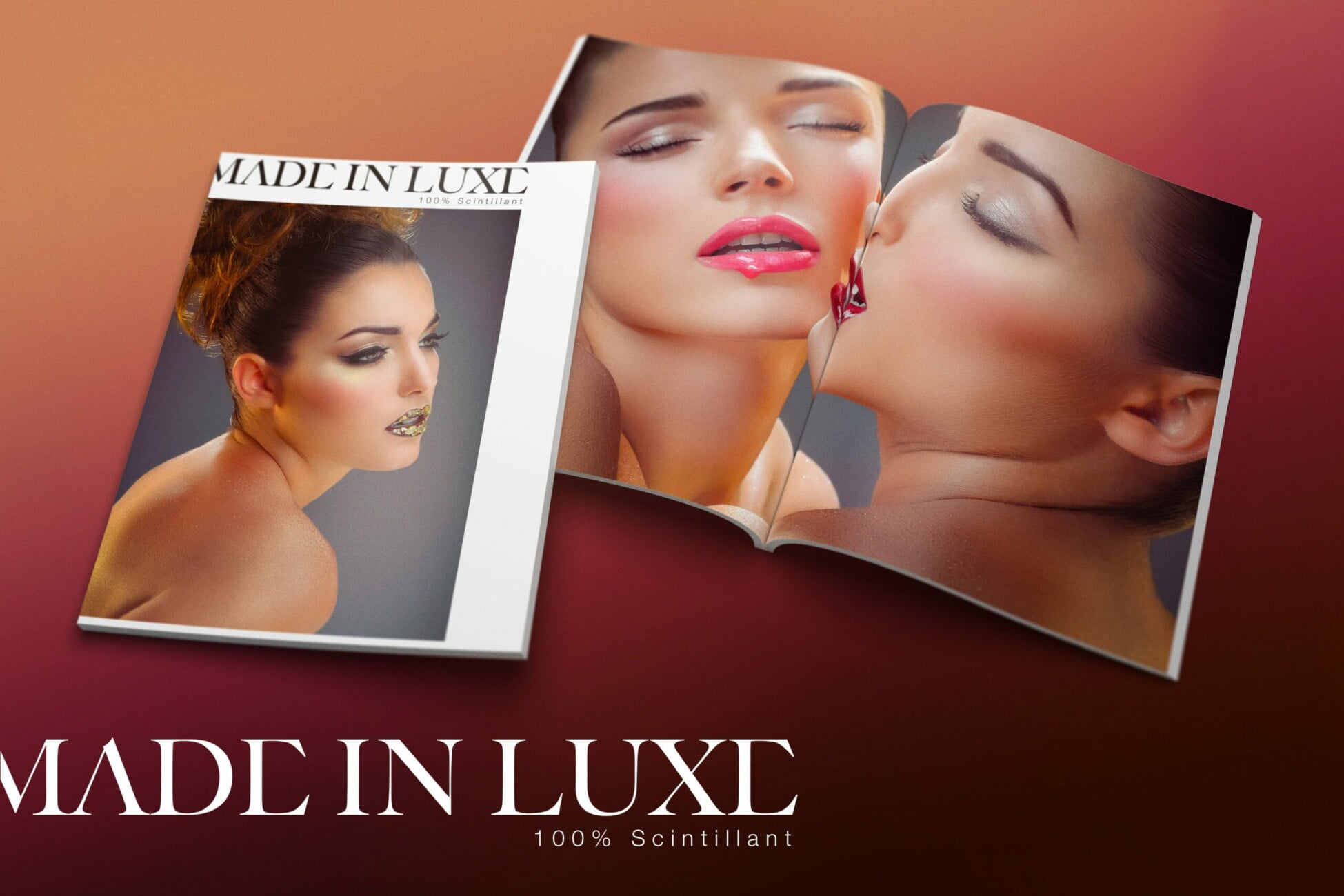 Beauty photograph of models Agathe and Nolwenn from the 'Agathe & Nolwenn – Made In Luxe 100% Scintillant' series by photographer Étienne Delorme